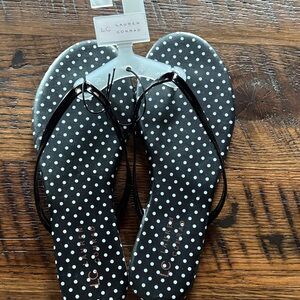 LC Lauren Conrad Polka Dot Sandals in Black and White